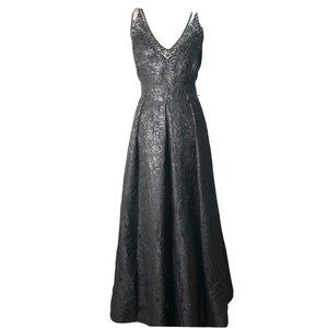 Adrianna Papell Beaded Metallic Evening Gown